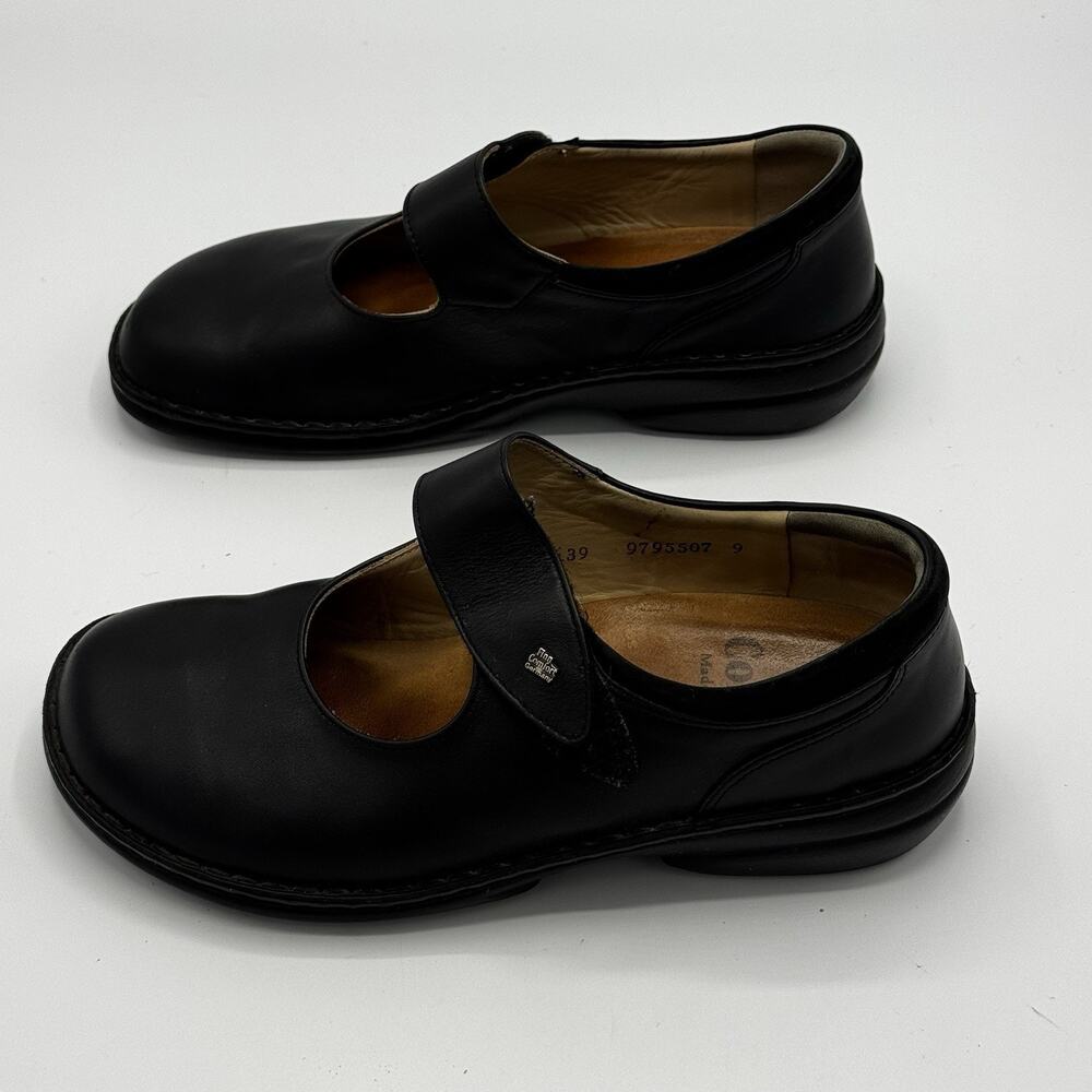 Finn Comfort Mary Jane Supersoft Black Leather Shoes US 9 EU 39
